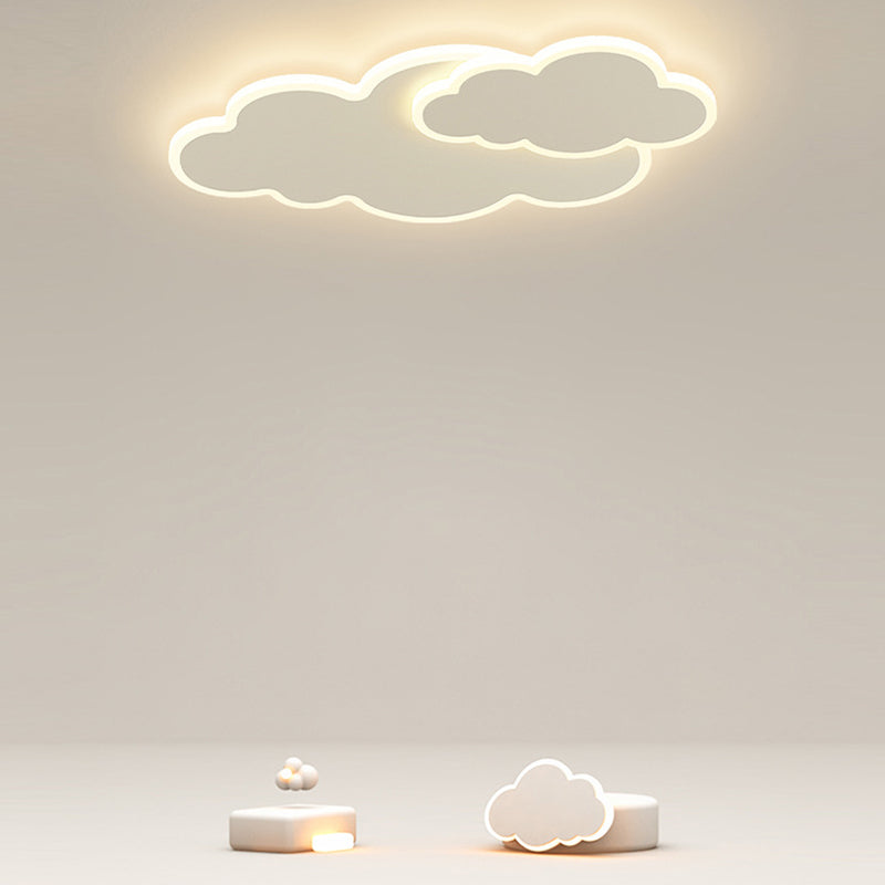 Modern Flush Mount Cloud Metal LED Ceiling Light Fixture in White for Bedroom