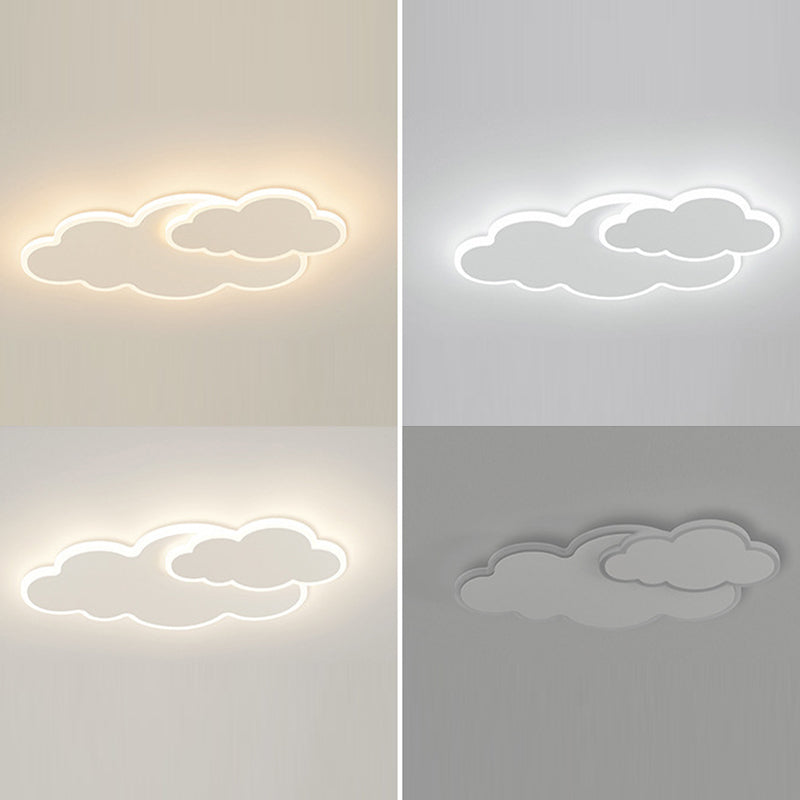 Modern Flush Mount Cloud Metal LED Ceiling Light Fixture in White for Bedroom