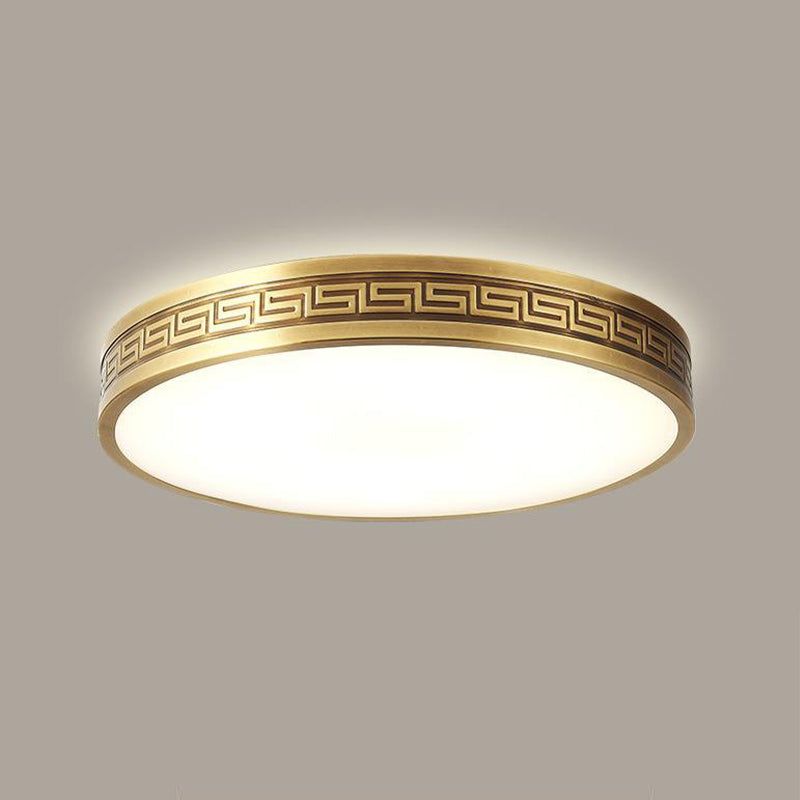 Modern Flush Mount Gold Brass LED Ceiling Light Fixture for Bedroom