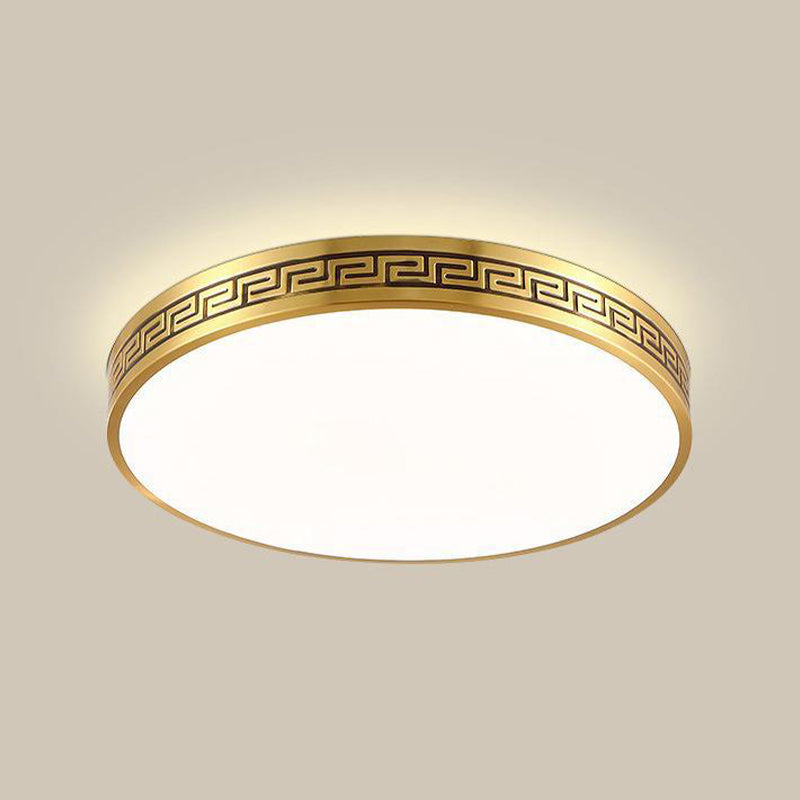 Modern Flush Mount Gold Brass LED Ceiling Light Fixture for Bedroom