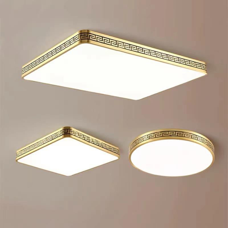 Modern Flush Mount Gold Brass LED Ceiling Light Fixture for Bedroom