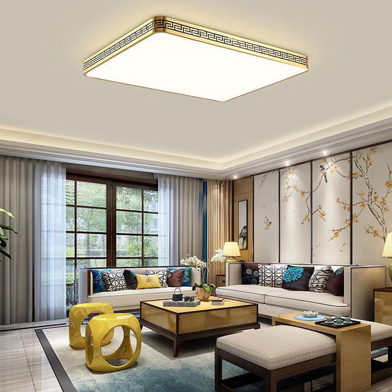 Modern Flush Mount Gold Brass LED Ceiling Light Fixture for Bedroom