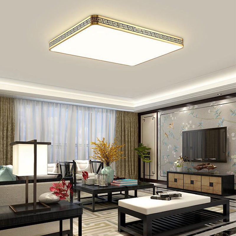 Modern Flush Mount Gold Brass LED Ceiling Light Fixture for Bedroom