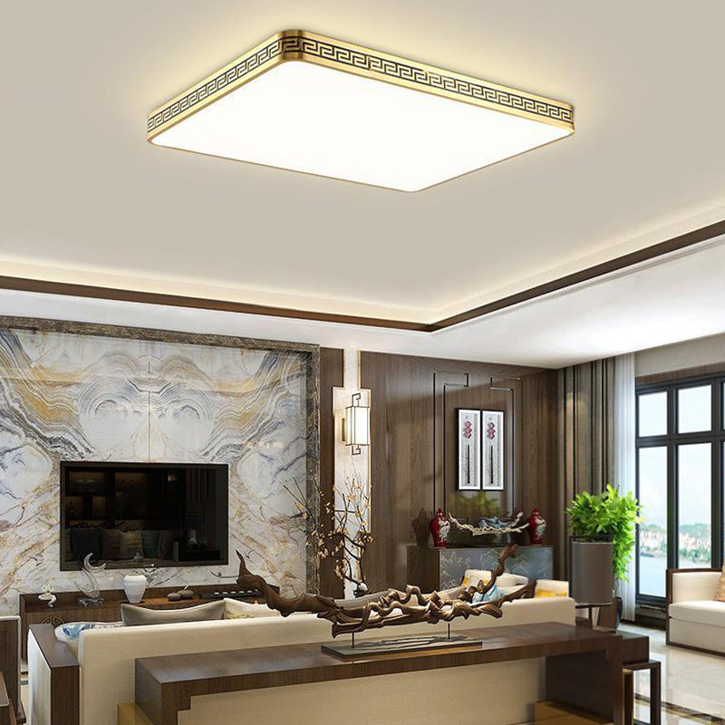 Modern Flush Mount Gold Brass LED Ceiling Light Fixture for Bedroom