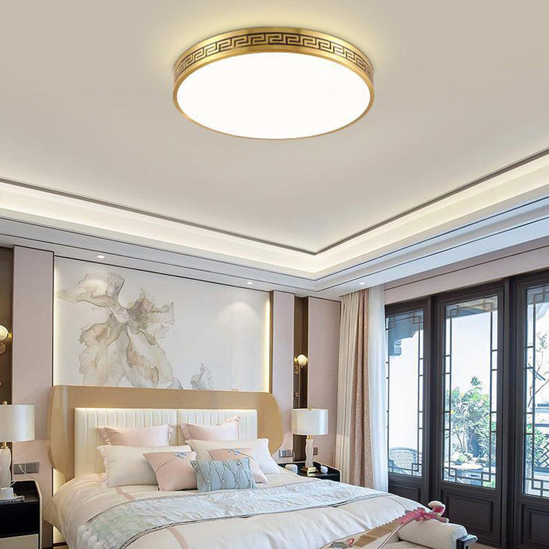 Modern Flush Mount Gold Brass LED Ceiling Light Fixture for Bedroom