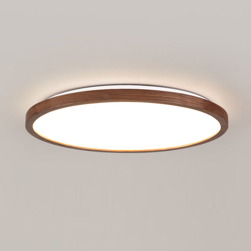 Modern Wood Flush Mount Geometric Shape Ceiling Lamp with Acrylic Shade for Bedroom