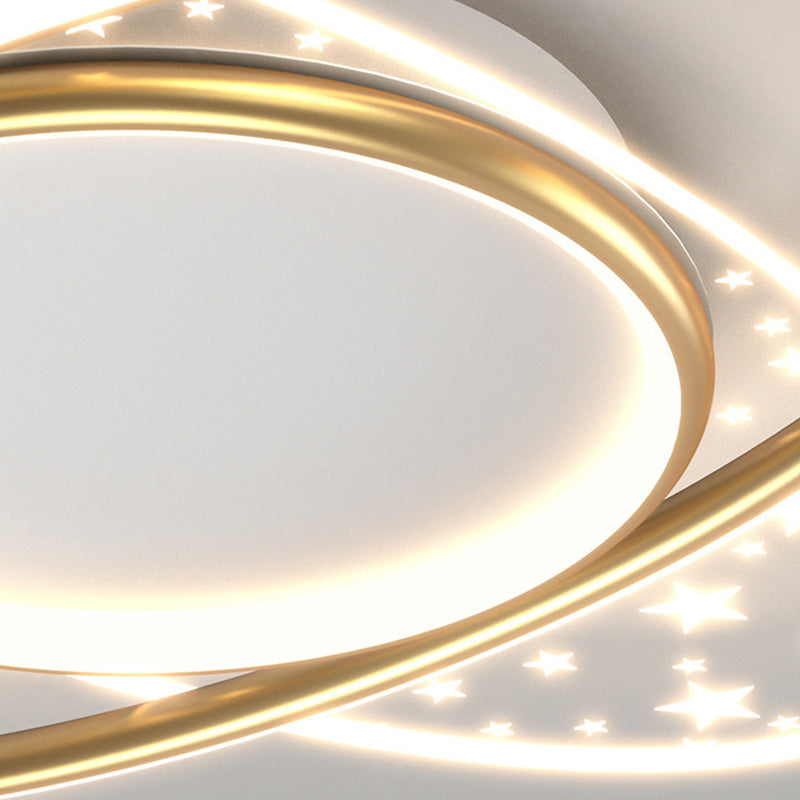 Modern Flush Mount Gold Metal LED Ceiling Light Fixture for Bedroom