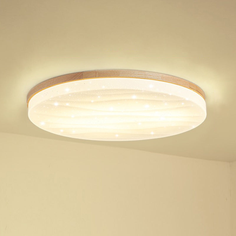 Modern Wooden Ceiling Light Simple LED Ceiling Mount Light with Acrylic Shade for Bedroom