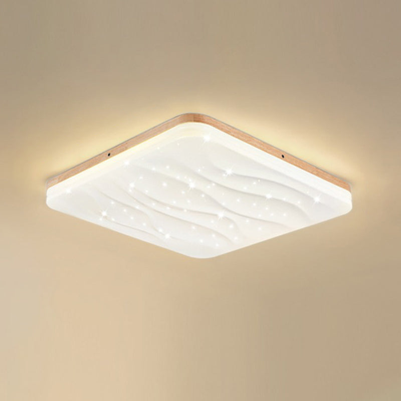 Modern Wooden Ceiling Light Simple LED Ceiling Mount Light with Acrylic Shade for Bedroom