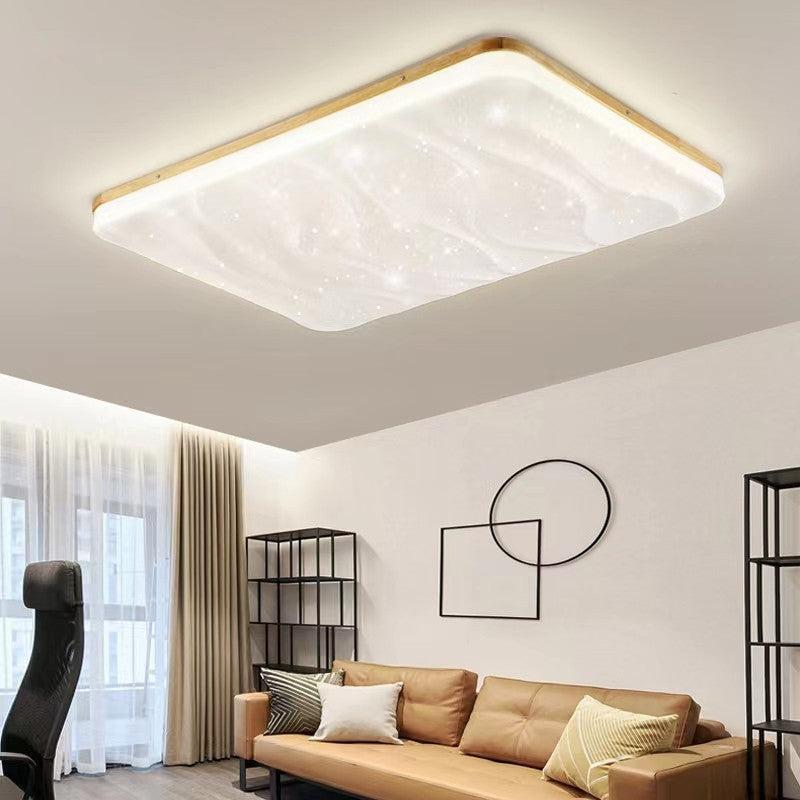 Modern Wooden Ceiling Light Simple LED Ceiling Mount Light with Acrylic Shade for Bedroom