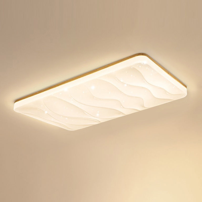 Modern Wooden Ceiling Light Simple LED Ceiling Mount Light with Acrylic Shade for Bedroom