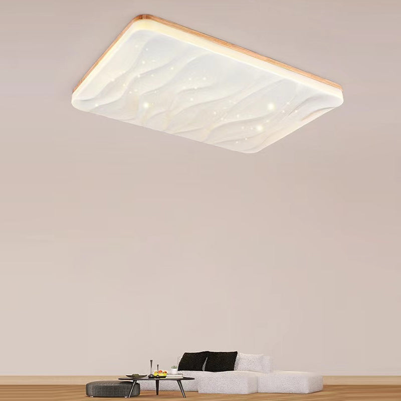 Modern Wooden Ceiling Light Simple LED Ceiling Mount Light with Acrylic Shade for Bedroom