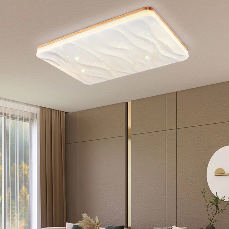 Modern Wooden Ceiling Light Simple LED Ceiling Mount Light with Acrylic Shade for Bedroom