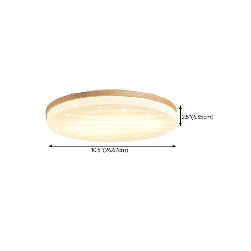 Modern Wooden Ceiling Light Simple LED Ceiling Mount Light with Acrylic Shade for Bedroom