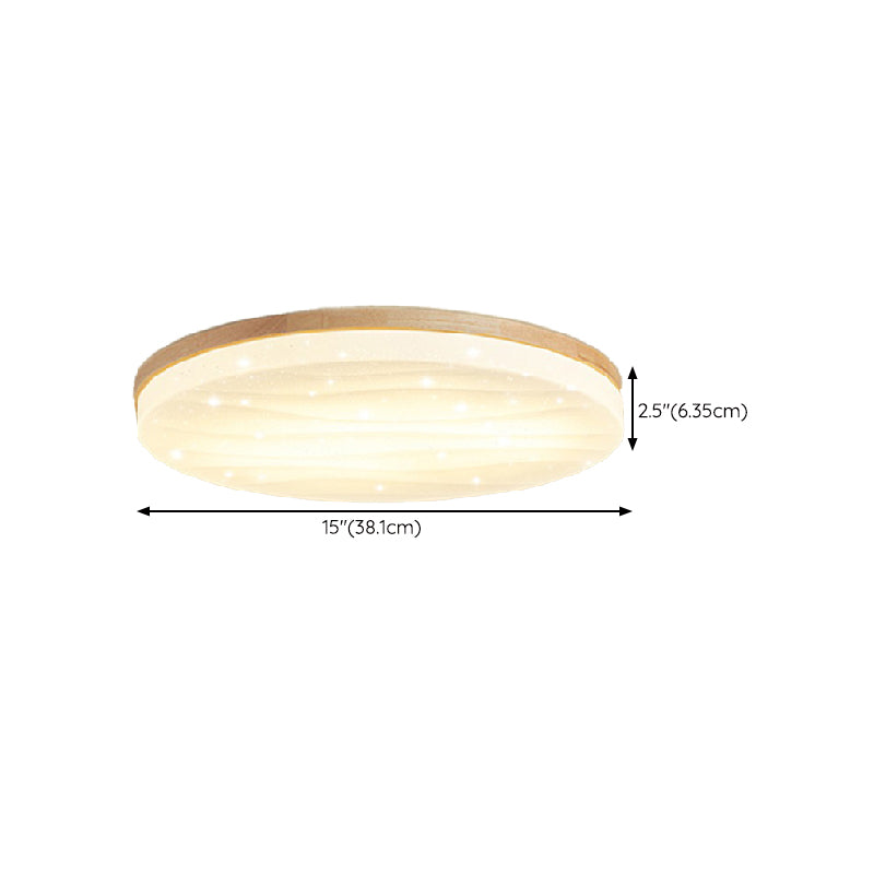 Modern Wooden Ceiling Light Simple LED Ceiling Mount Light with Acrylic Shade for Bedroom