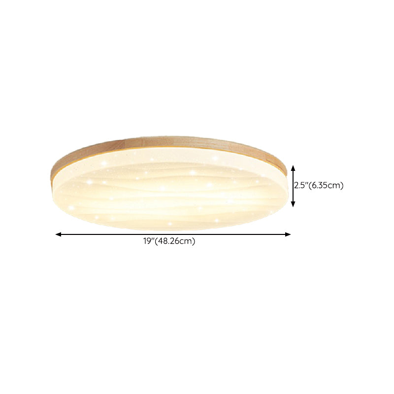 Modern Wooden Ceiling Light Simple LED Ceiling Mount Light with Acrylic Shade for Bedroom