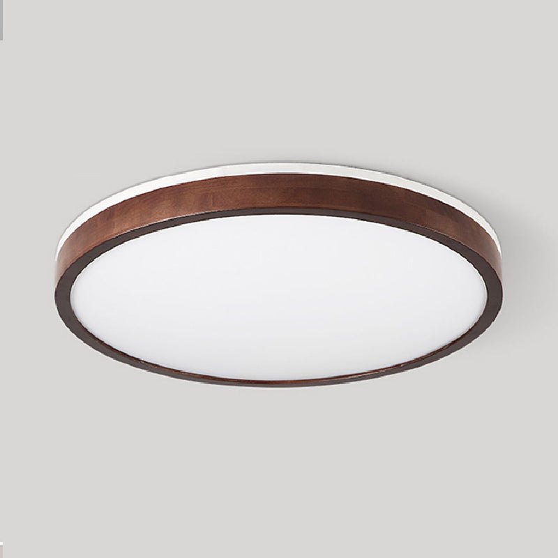 Modern Wood Flush Mount Circle Shape Ceiling Light with Acrylic Shade for Living Room