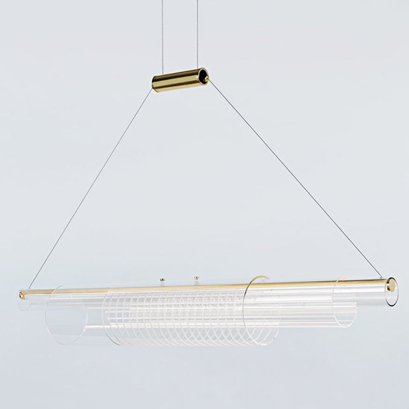 Single Modernism Golden Ceiling Light Acrylic LED Kitchen Island Lighting for Dining Room