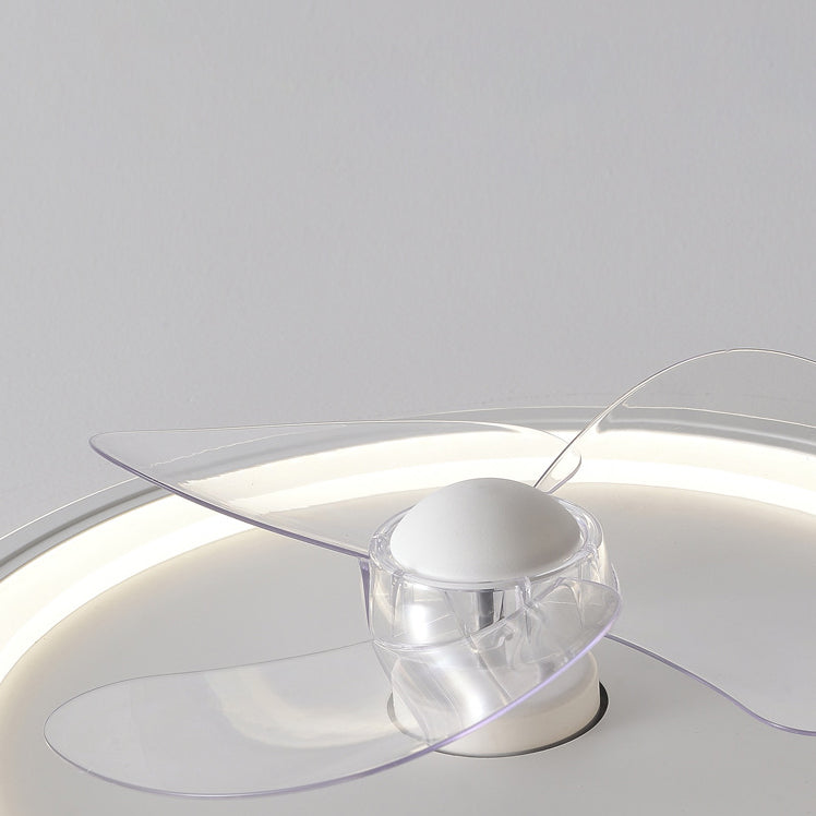 Contemporary Single White Ceiling Fan Lamp LED Metallic Ceiling Fan Light