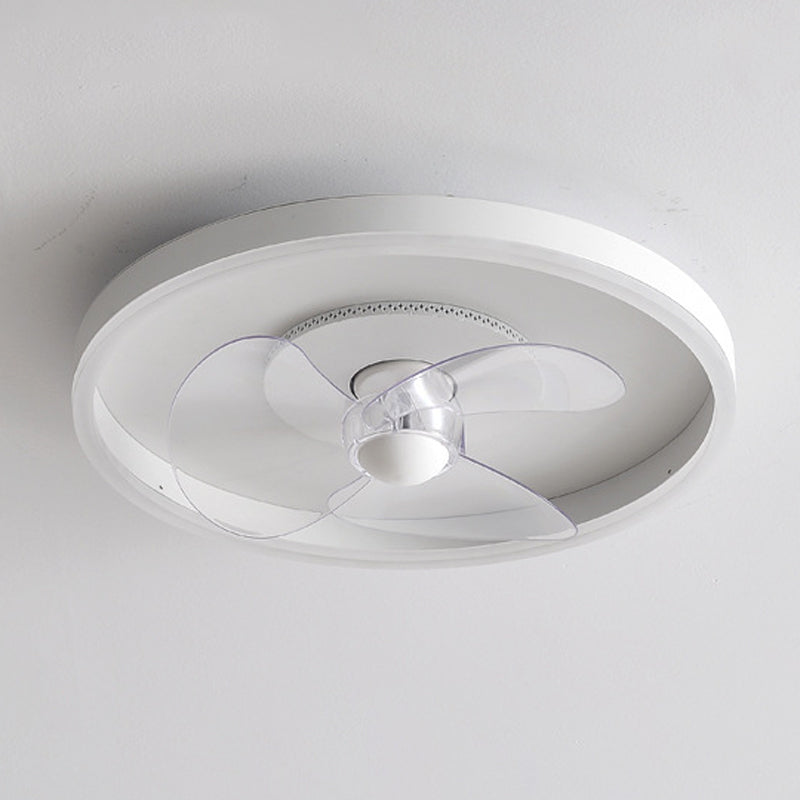 Contemporary 2-Light White Ceiling Fan Lamp LED Metallic Ceiling Fan Light