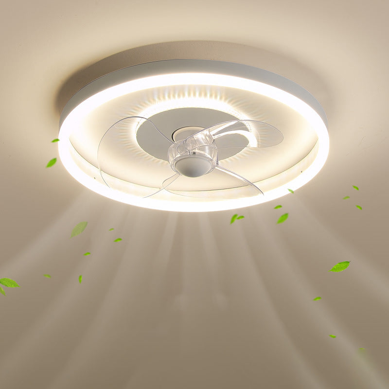 Contemporary 2-Light White Ceiling Fan Lamp LED Metallic Ceiling Fan Light