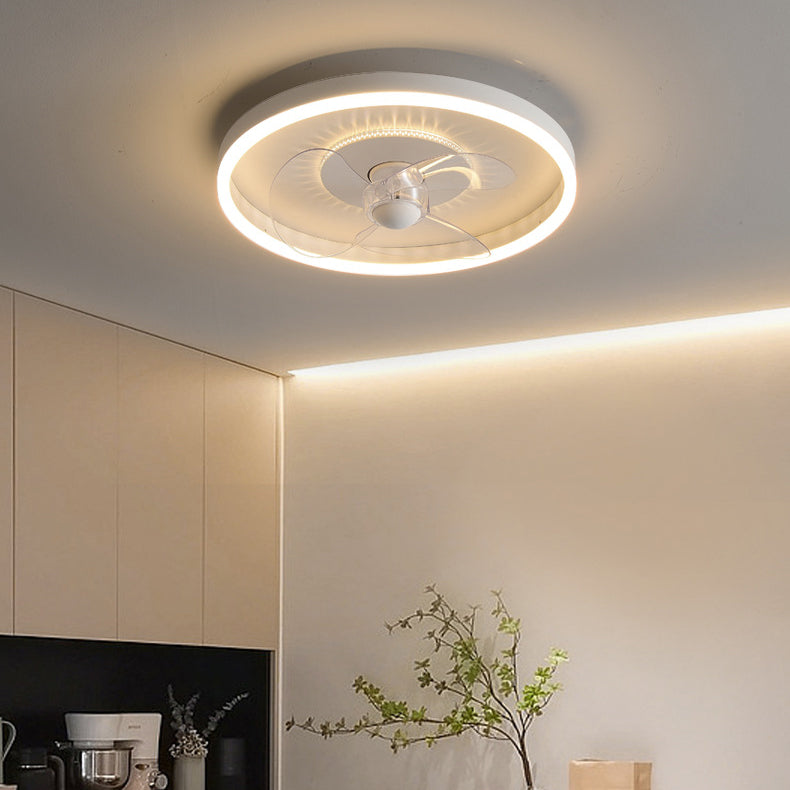 Contemporary 2-Light White Ceiling Fan Lamp LED Metallic Ceiling Fan Light