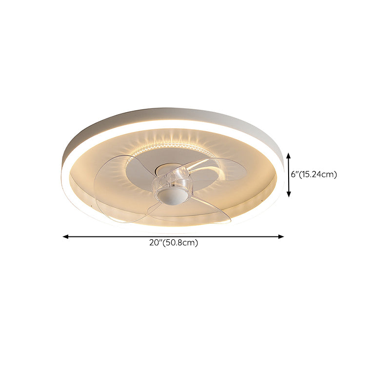 Contemporary 2-Light White Ceiling Fan Lamp LED Metallic Ceiling Fan Light