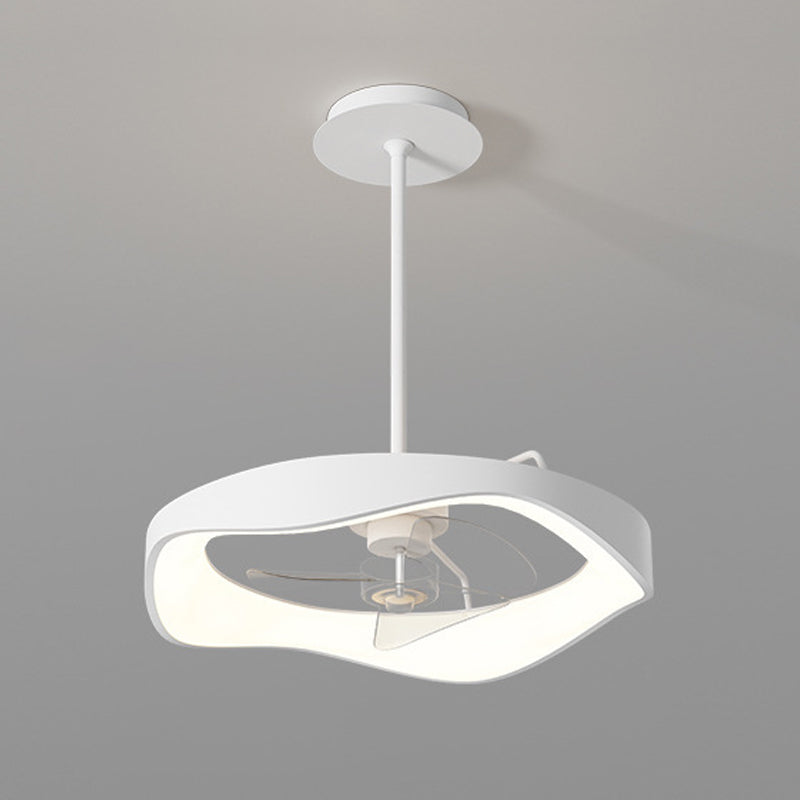 Modernism Single White Ceiling Fan Lamp LED Metallic Ceiling Fan Light