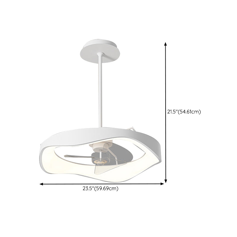 Modernism Single White Ceiling Fan Lamp LED Metallic Ceiling Fan Light