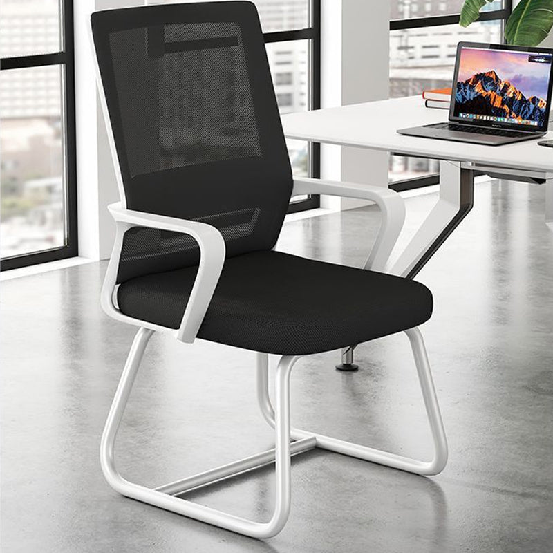 Ergonomic Mesh Arm Chair Mid Back Fixed Arms Home Office Chair without Wheels