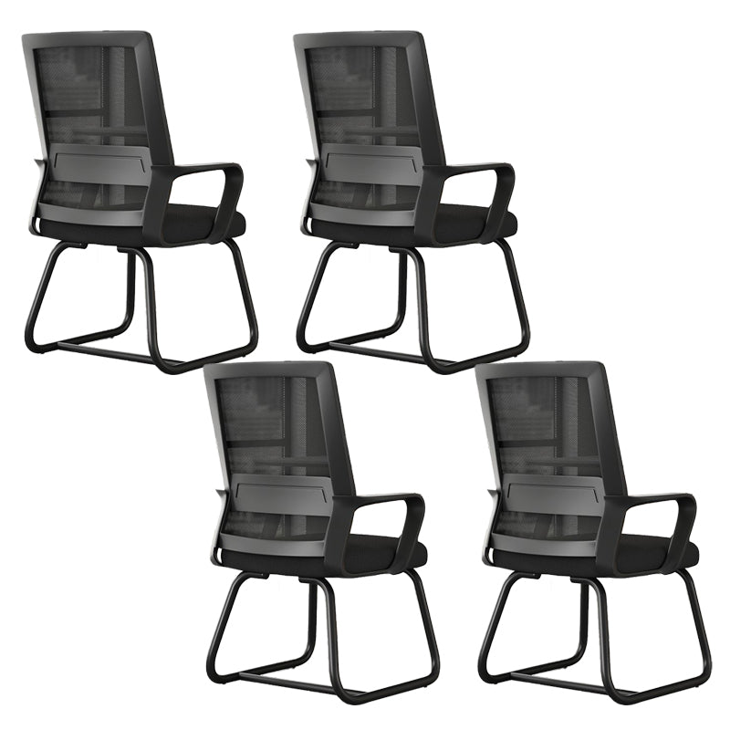 Ergonomic Mesh Arm Chair Mid Back Fixed Arms Home Office Chair without Wheels