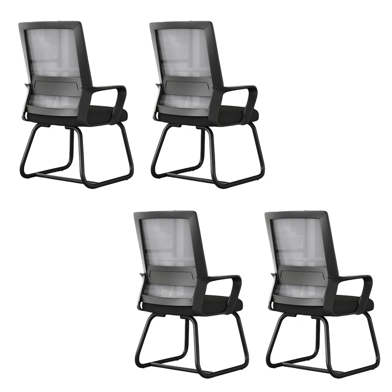 Ergonomic Mesh Arm Chair Mid Back Fixed Arms Home Office Chair without Wheels