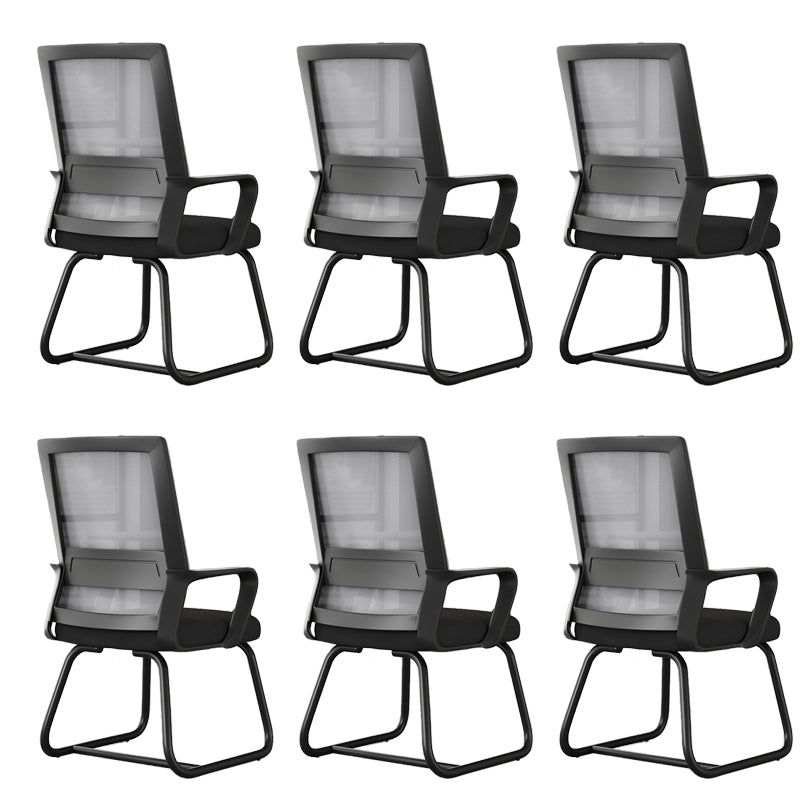 Ergonomic Mesh Arm Chair Mid Back Fixed Arms Home Office Chair without Wheels