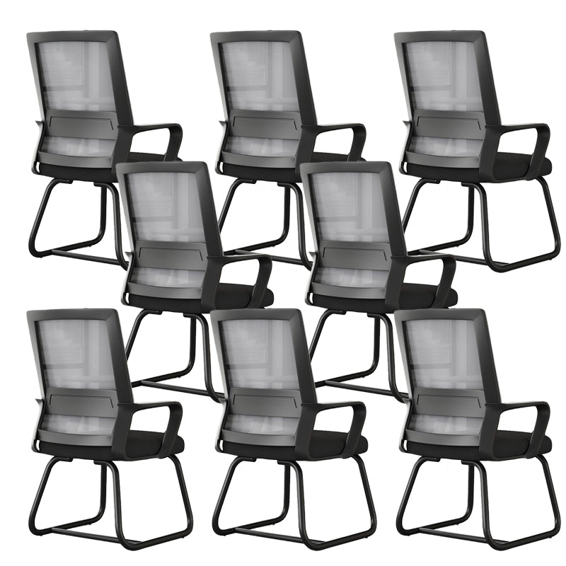 Ergonomic Mesh Arm Chair Mid Back Fixed Arms Home Office Chair without Wheels