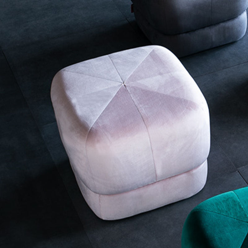 Contemporary Pouf Ottoman Velvet Upholstered Fade Resistant Solid Color Square Ottoman