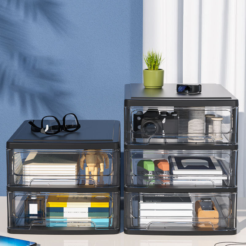 Lateral Filing Cabinet Transparent Plastic Drawers File Cabinet for Home or Office