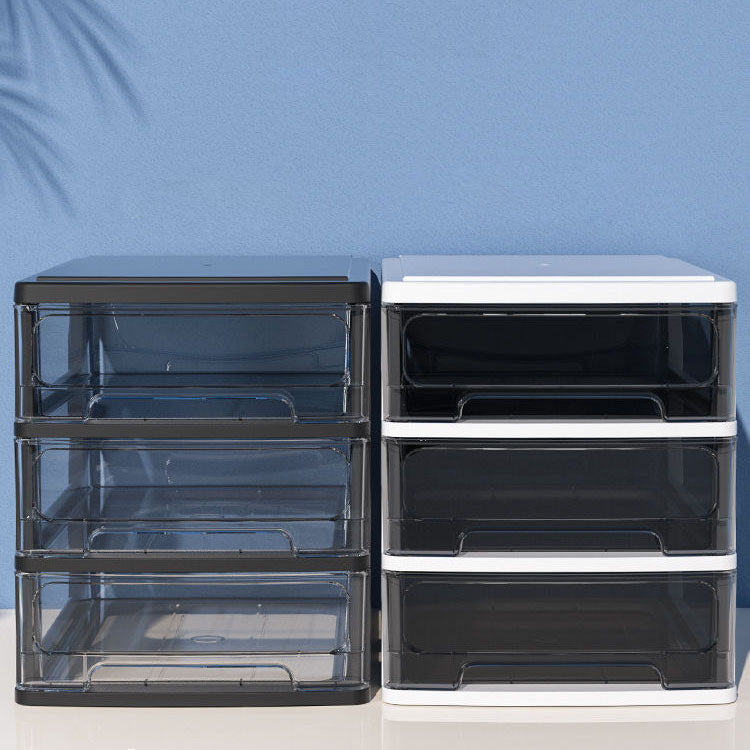 Lateral Filing Cabinet Transparent Plastic Drawers File Cabinet for Home or Office