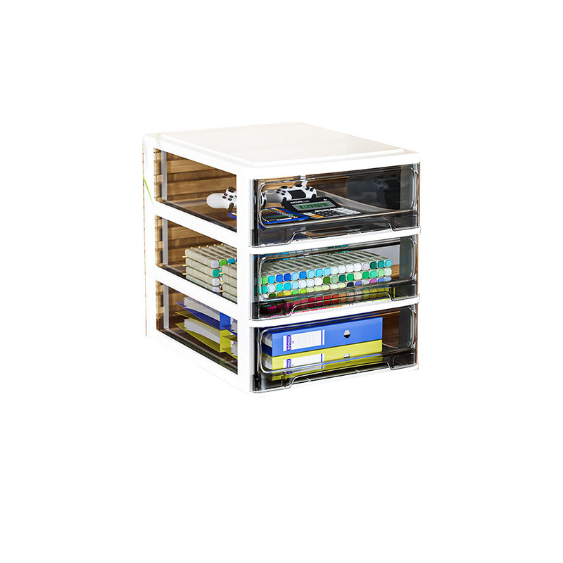 Lateral Filing Cabinet Transparent Plastic Drawers File Cabinet for Home or Office