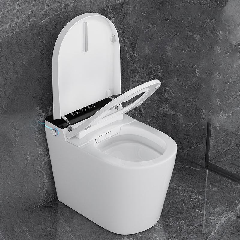 Elongated Smart Toilet White Floor Standing Bidet with Heated Seat and Tank