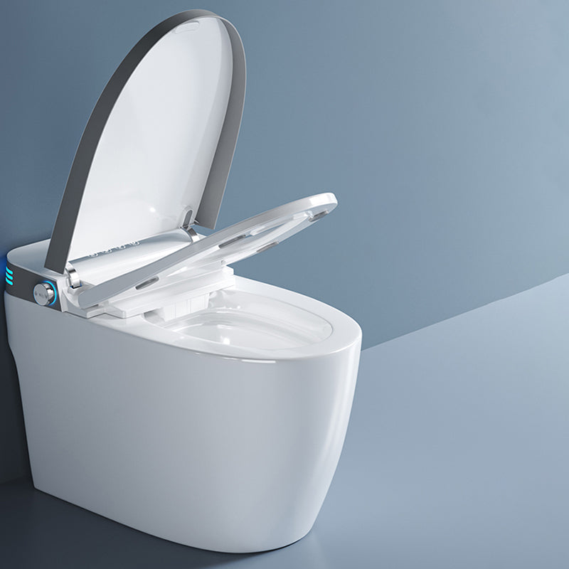 Elongated Smart Toilet White Floor Standing Bidet with Heated Seat