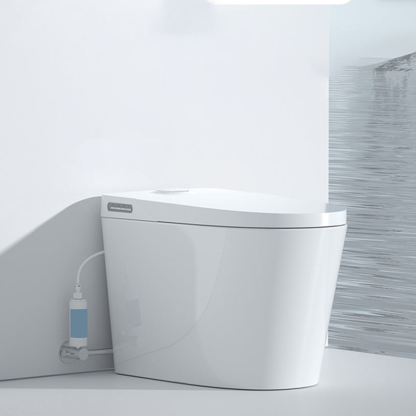 White Smart Toilet Elongated Floor Mount Bidet with Temperature Control