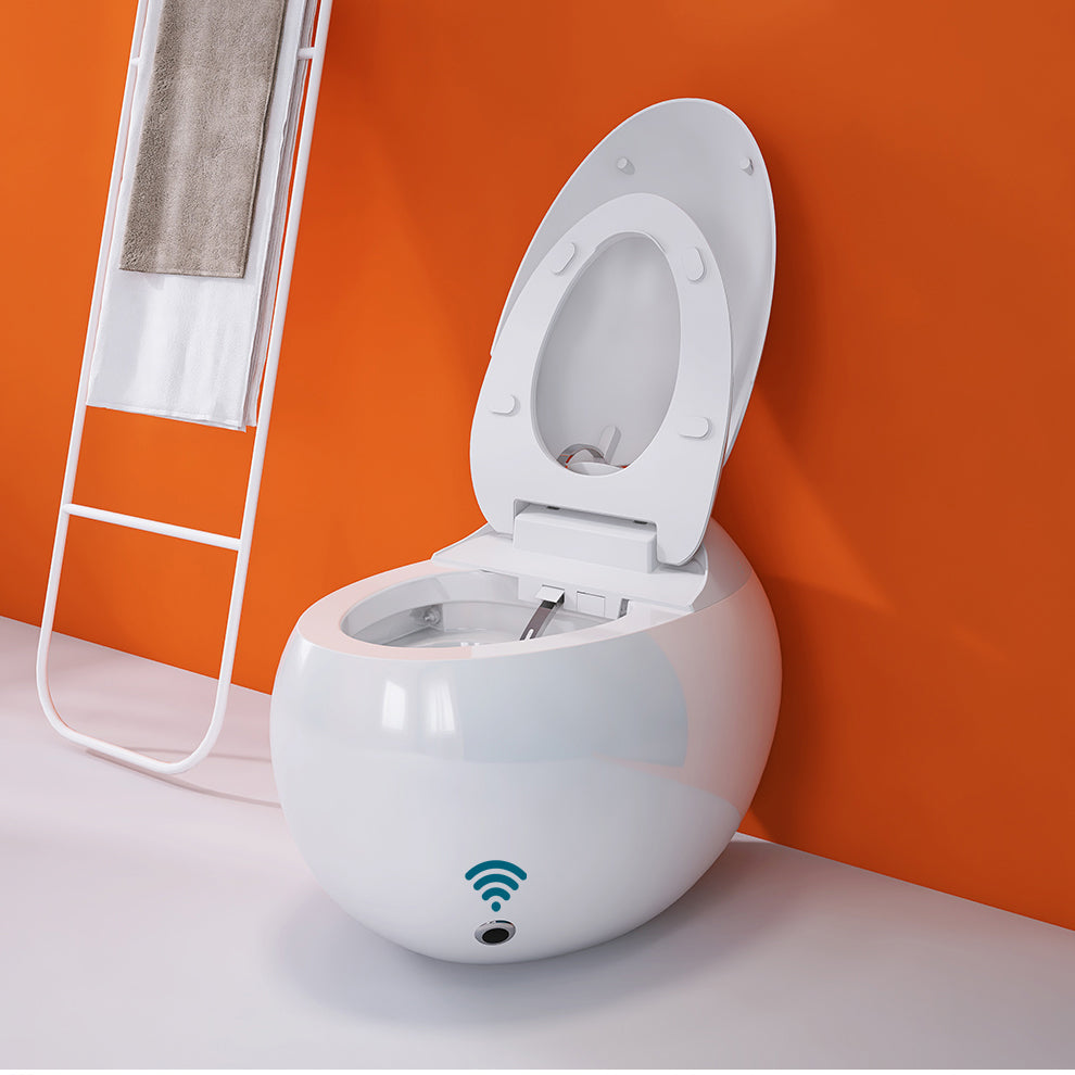 Round Floor Standing Bidet Contemporary White Ceramic Floor Mount Bidet