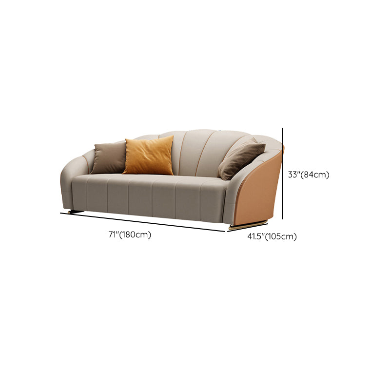 Sloped Arms Sectionals Genuine Leather Sectional Sofa for Living Room