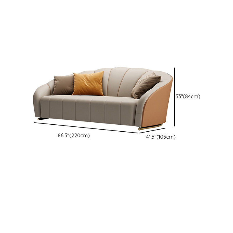 Sloped Arms Sectionals Genuine Leather Sectional Sofa for Living Room