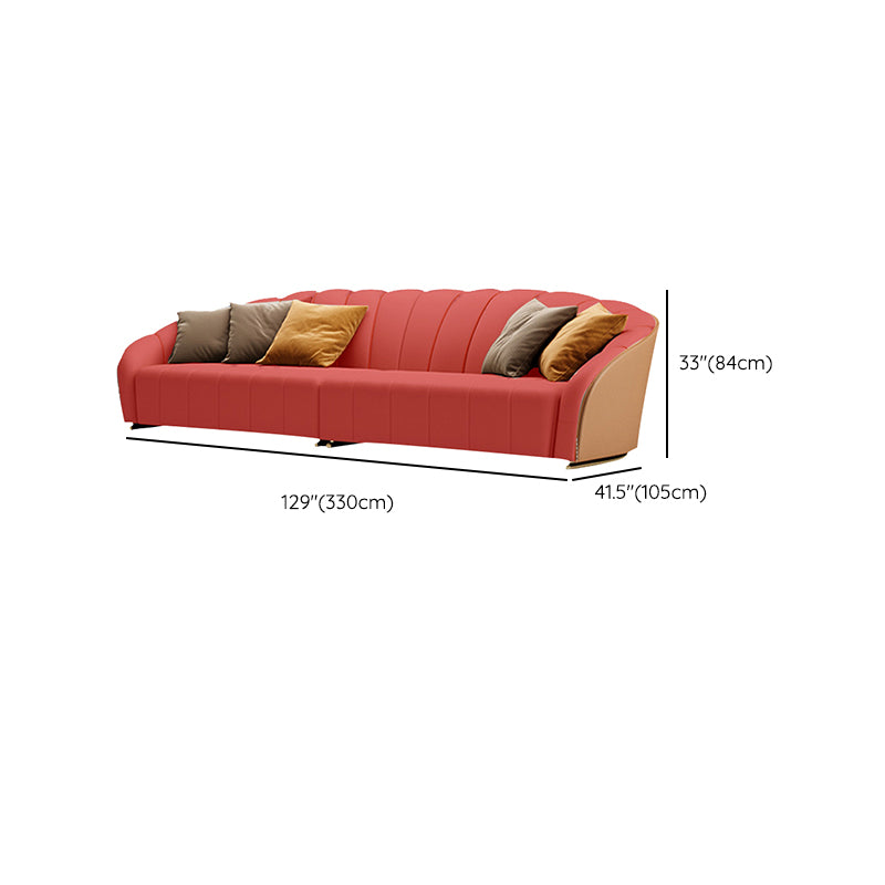 Sloped Arms Sectionals Genuine Leather Sectional Sofa for Living Room