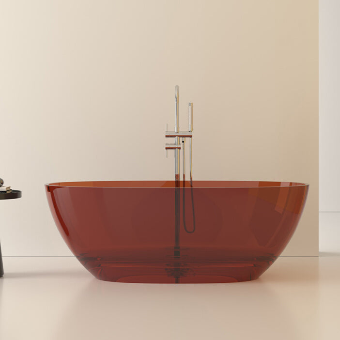 Flat Bottom Oval Soaking Bathtub Antique Finish Modern Bath Tub