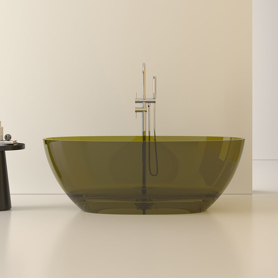 Flat Bottom Oval Soaking Bathtub Antique Finish Modern Bath Tub