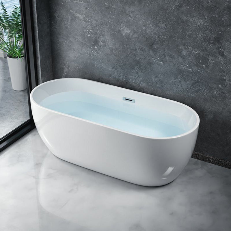 Freestanding Soaking Acrylic Bathtub Antique Finish Oval Modern Bath Tub