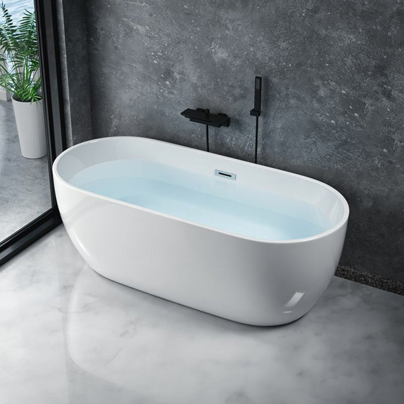 Freestanding Soaking Acrylic Bathtub Antique Finish Oval Modern Bath Tub