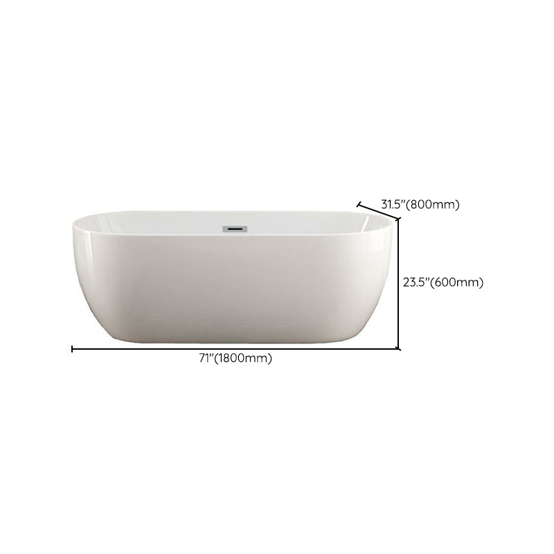 Freestanding Soaking Acrylic Bathtub Antique Finish Oval Modern Bath Tub